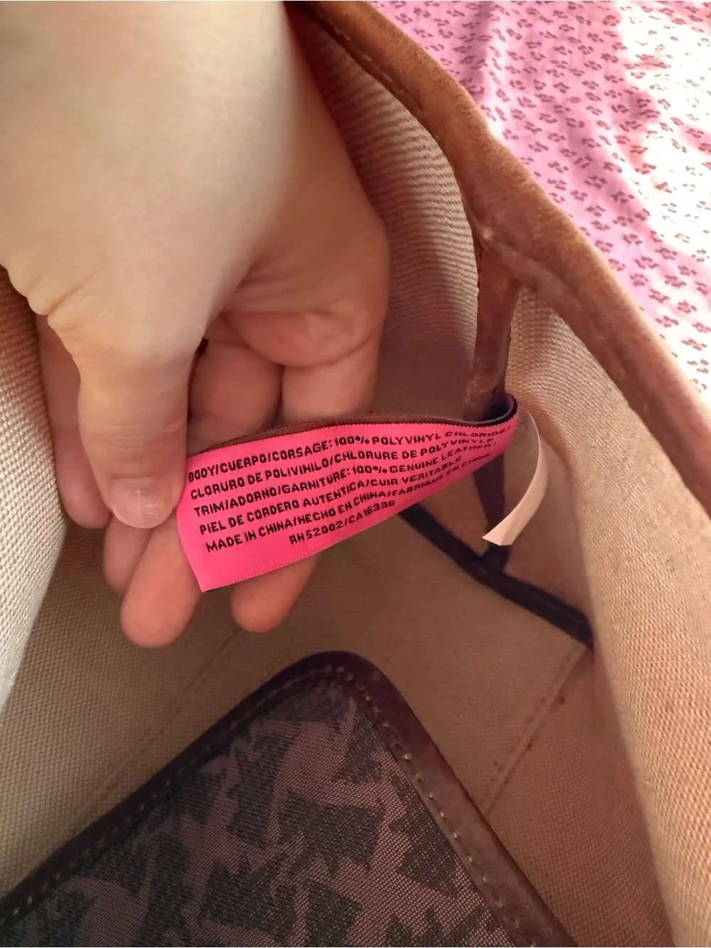 Juicy Couture Pink Canvas Tote with Brown Trim and Crown Charm